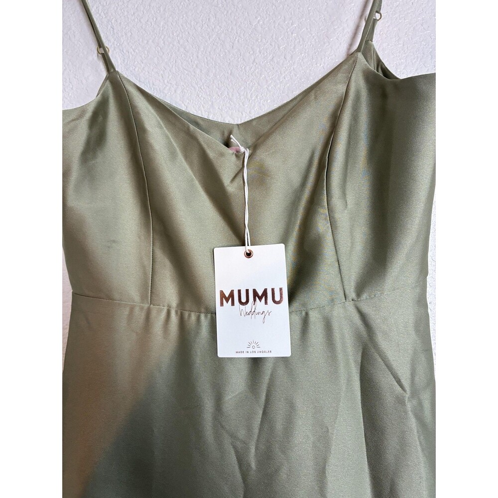 Show Me Your Mumu Faith Maxi Dress Womens Small Green Satin V Neck Wedding - Picture 14 of 16